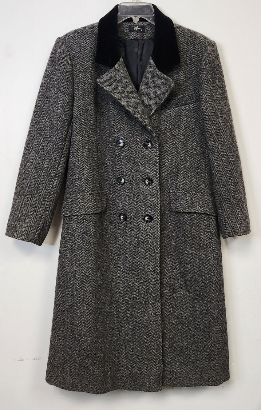 Vintage Styled by Karen Womens Gray Wool Trench Coat-Size Small